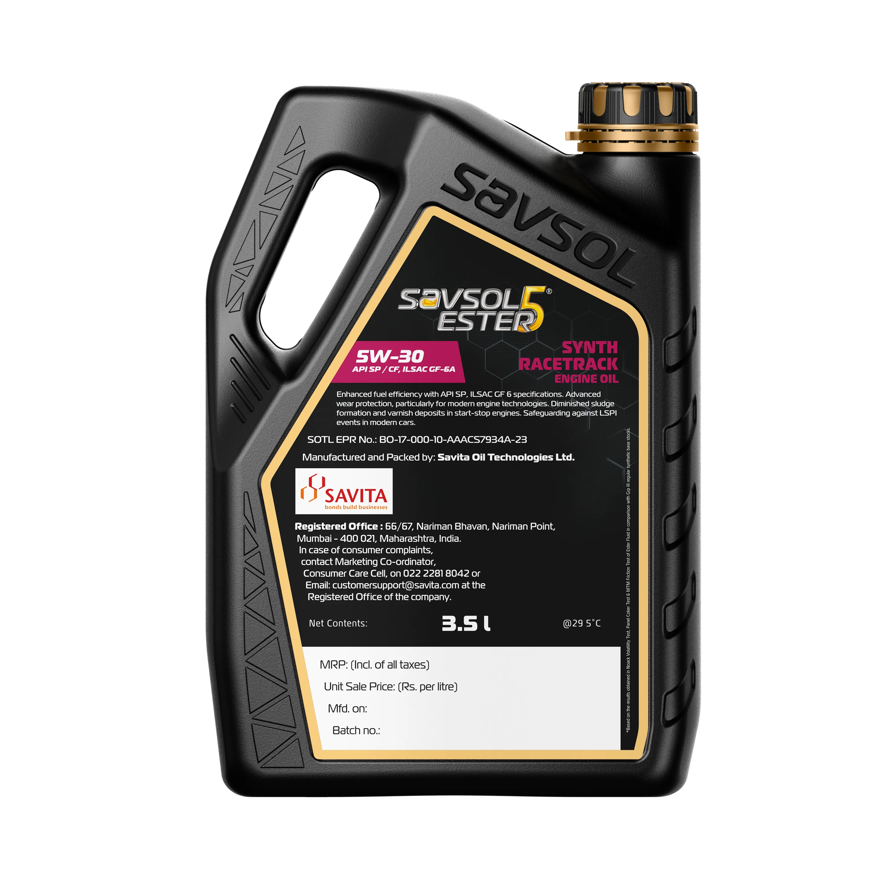 SAVSOL ESTER5 SYNTH RACETRACK 5W-30
